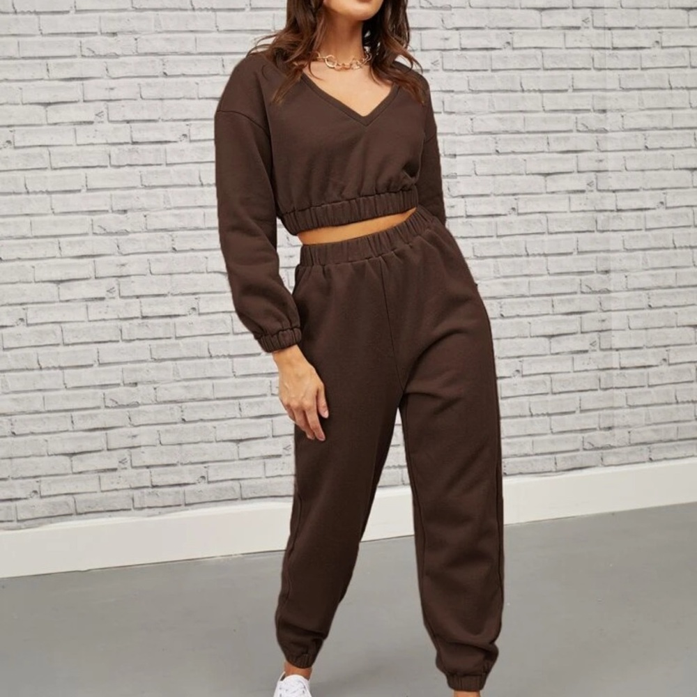 SHEIN Brown High-Waisted Jogger Track Pants